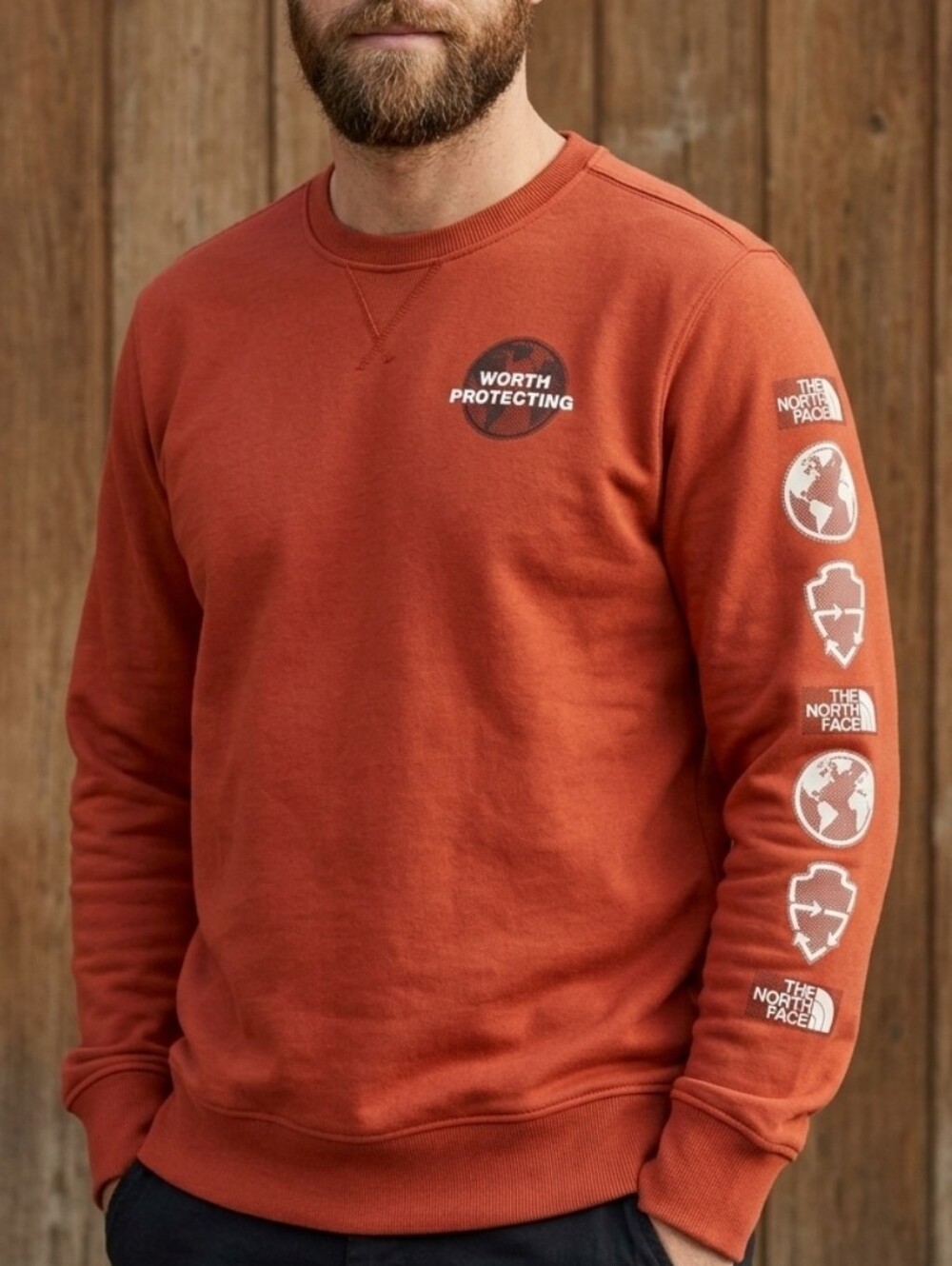 The North Face Men’s Crewneck Sweatshirt in Rust Orange
